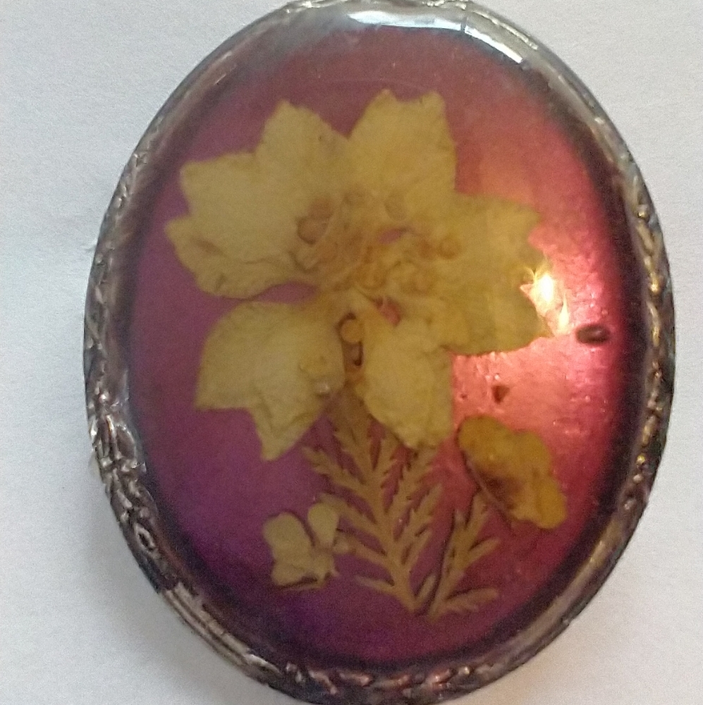 Flower Vintage Pressed With Ruby Back. - image 1